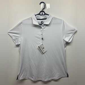 Footjoy Women's Solid White Golf Short Sleeve Polo Shirt Size L Gorton’s Sleeve